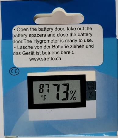 Stretto digitalt hygrometer og thermometer